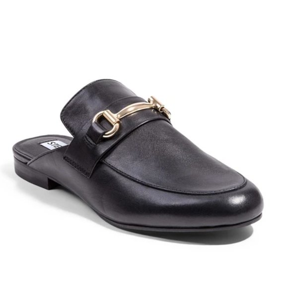 Steve Madden Shoes - Steve Madden // Kandi Black Leather Loafer-Slides